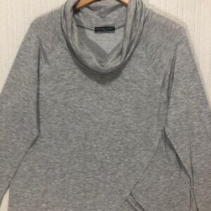 Kim & Cami Gray Cowl Neck Long Sleeve Asymmetrical Hem Top XL‎